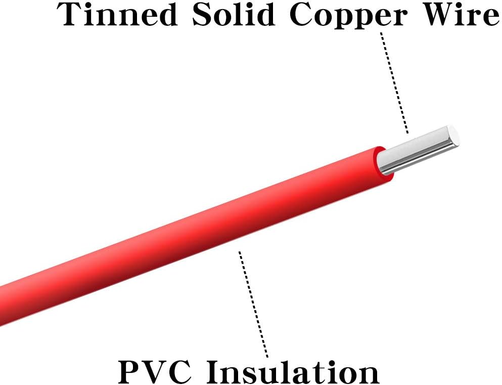 BNTECHGO 22 Gauge PVC 1007 Solid Electric Wire Yellow 100 ft 22 AWG 1007 Hook Up Tinned Copper Wire