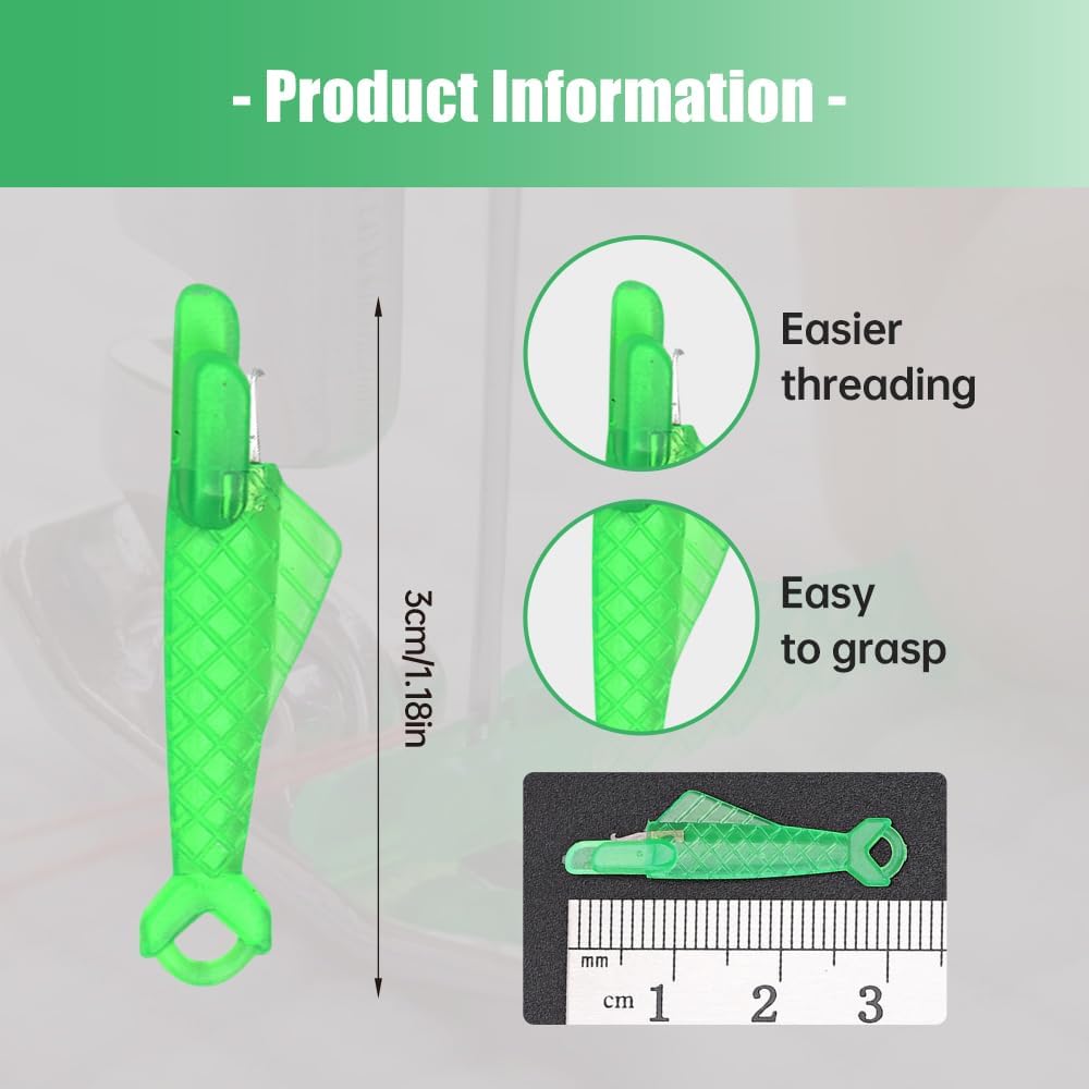Automatic Sewing Needle Threader, Fish Type Quick Needle Threaders for Hand Sewing, Sewing Machine Needle Threader Tools, Sewing Supplies - Designed for Sewing Lovers Alike (green-5pcs)