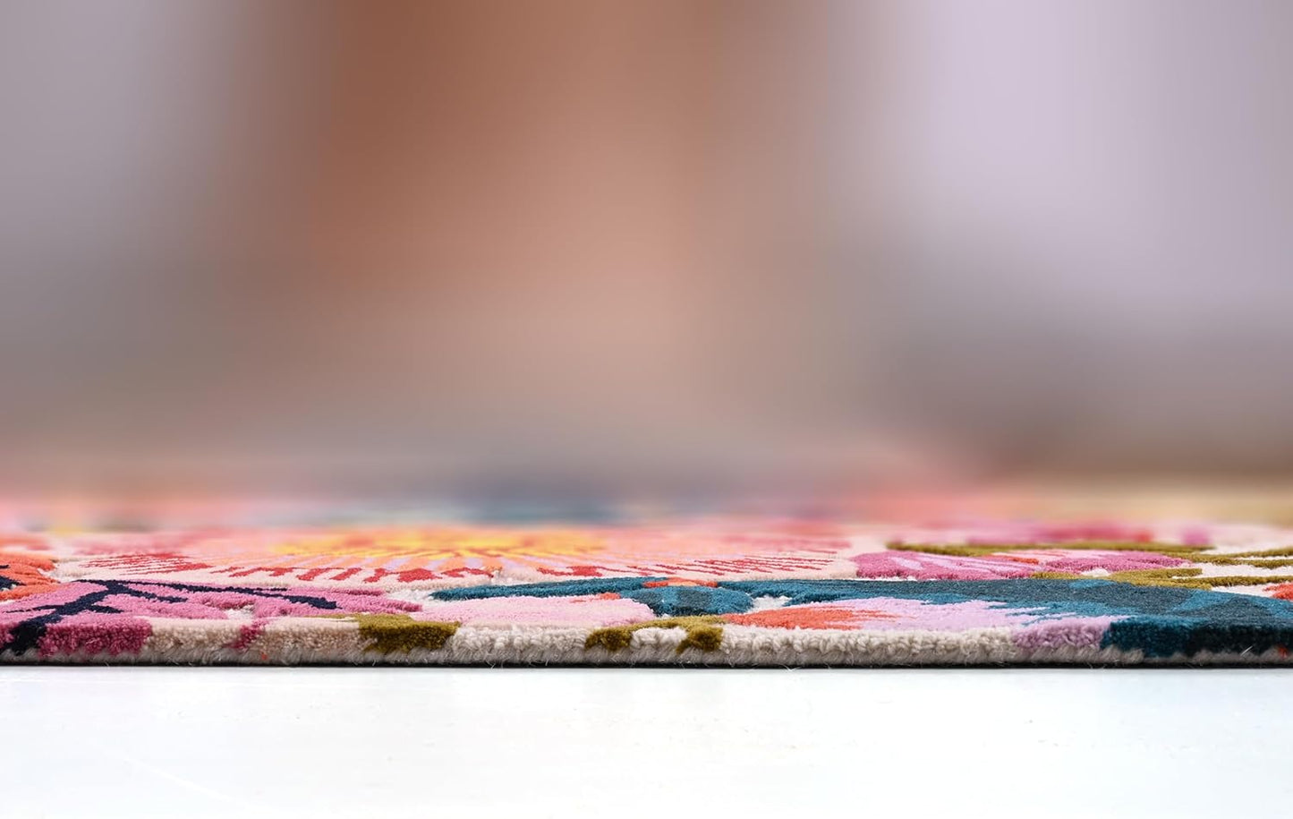 Handmade Wool Floral Area Rug for Living Room | Elegant Flower Garden Design, Soft, Thick and Durable | Bedroom, Dining Room & Home Decor Carpet (5' x 8', Floral E)