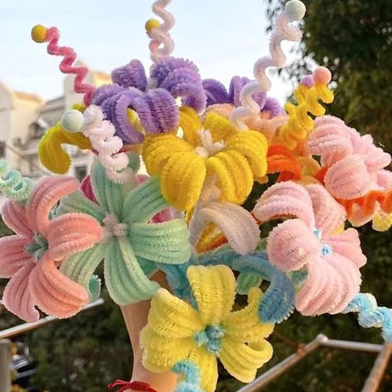 300 Pieces Pipe Cleaners Chenille Stem, 3 Gradient Orange Yellow Pipe Cleaners Set for Fall Thanksgiving Pipe Cleaners DIY Arts Crafts Decorations, Chenille Stems Pipe Cleaners (Yellow)