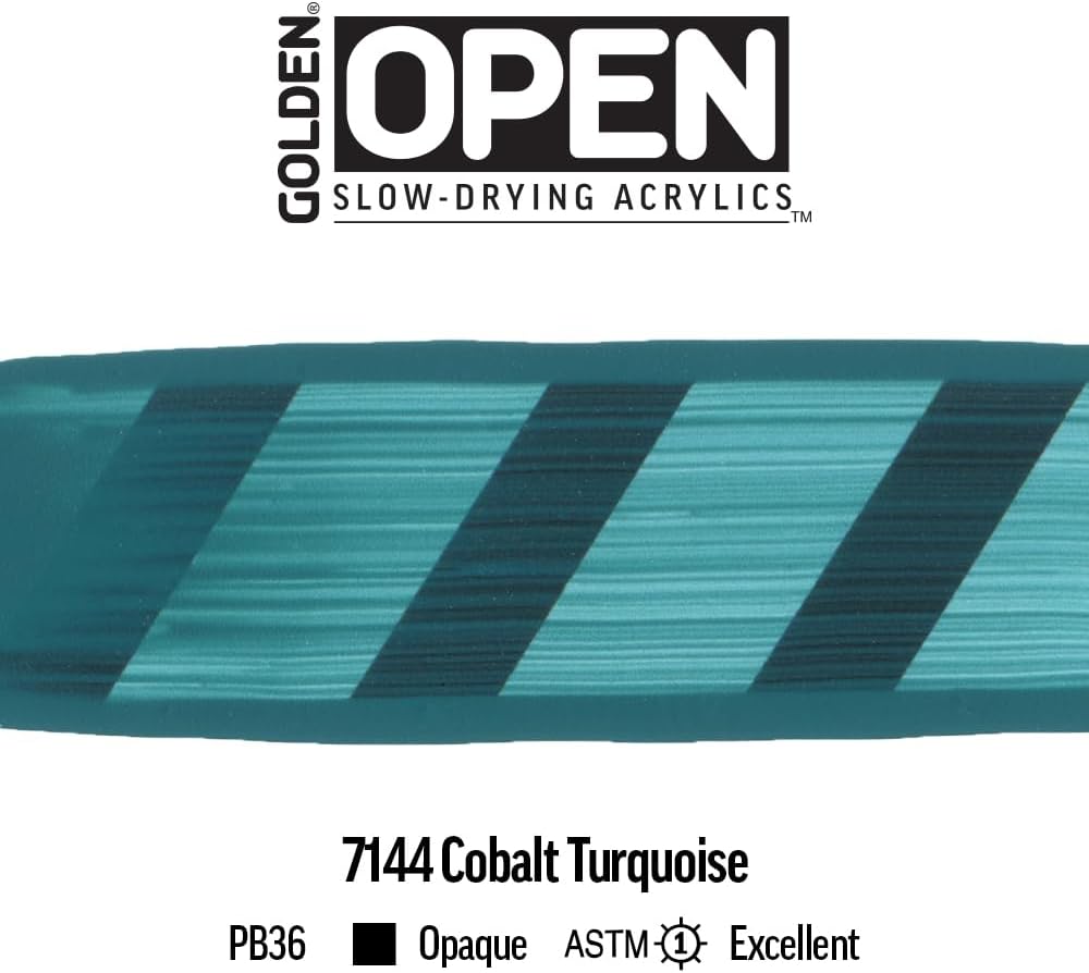 OPEN Slow-Drying Acrylics by GOLDEN, Cobalt Turquoise, 2 fl oz. tube, Professional Acrylic Paint, Opaque