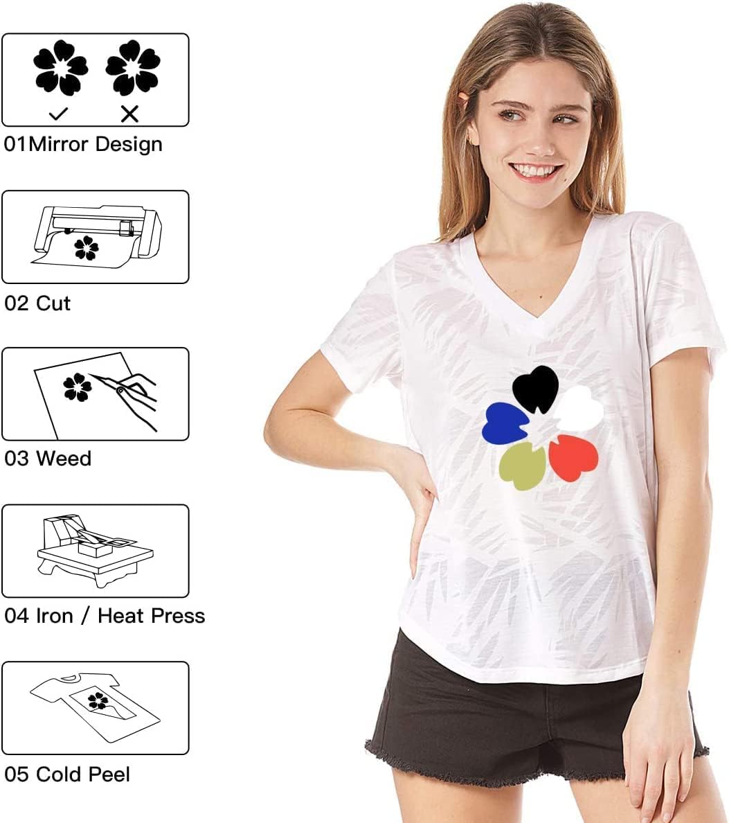 HTVRONT Reflective HTV Vinyl Roll - 12" x 8ft Reflective Heat Transfer Vinyl for T Shirts, Reflective Iron on Vinyl Compatible with Cricut Cutting Machine (Light Gray)