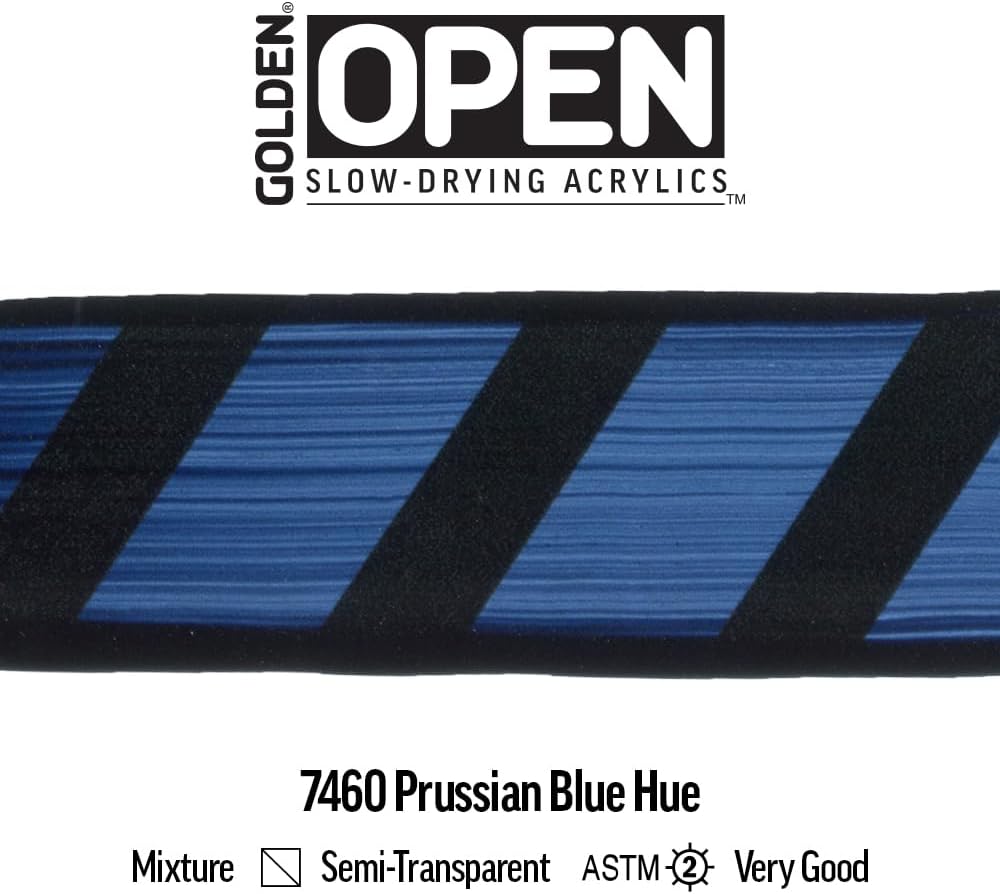 OPEN Slow-Drying Acrylics by GOLDEN, Prussian Blue Hue, 5 fl oz. tube, Professional Acrylic Paint, Semi-Transparent