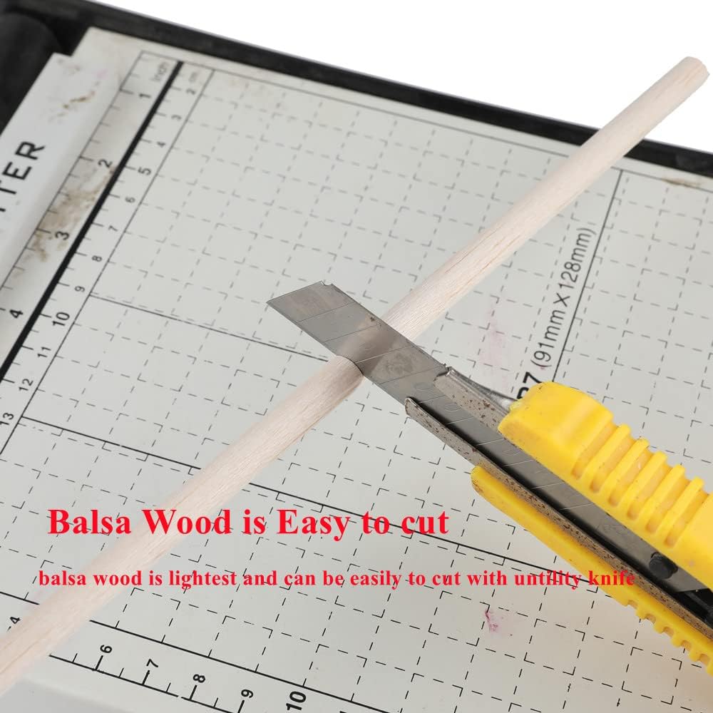 12 Pack Round Wood Dowel Rods 3/8x3/8x12 Inch Balsa Wood Sticks φ3/8 Inch Natural Wood Color Unfinished Wood for Cricut Maker Make Models of House Airplane Ship Boat DIY Wooden Model(10x10x305mm)