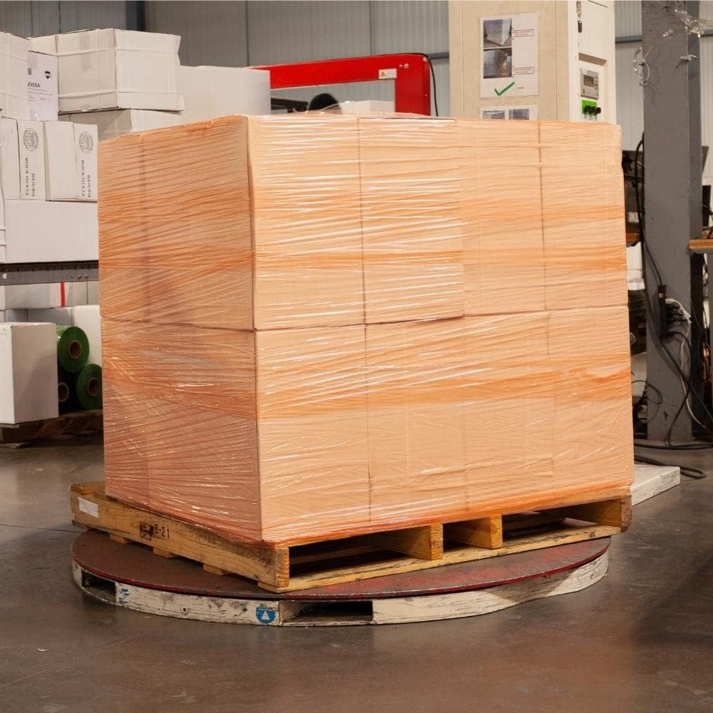 PSBM Orange Stretch Wrap, 15 Inch x 1476 Feet, 4 Pack, Tinted Pre-Stretched Shrink Wrap Film for Moving, Packaging, Pallet Wrapping