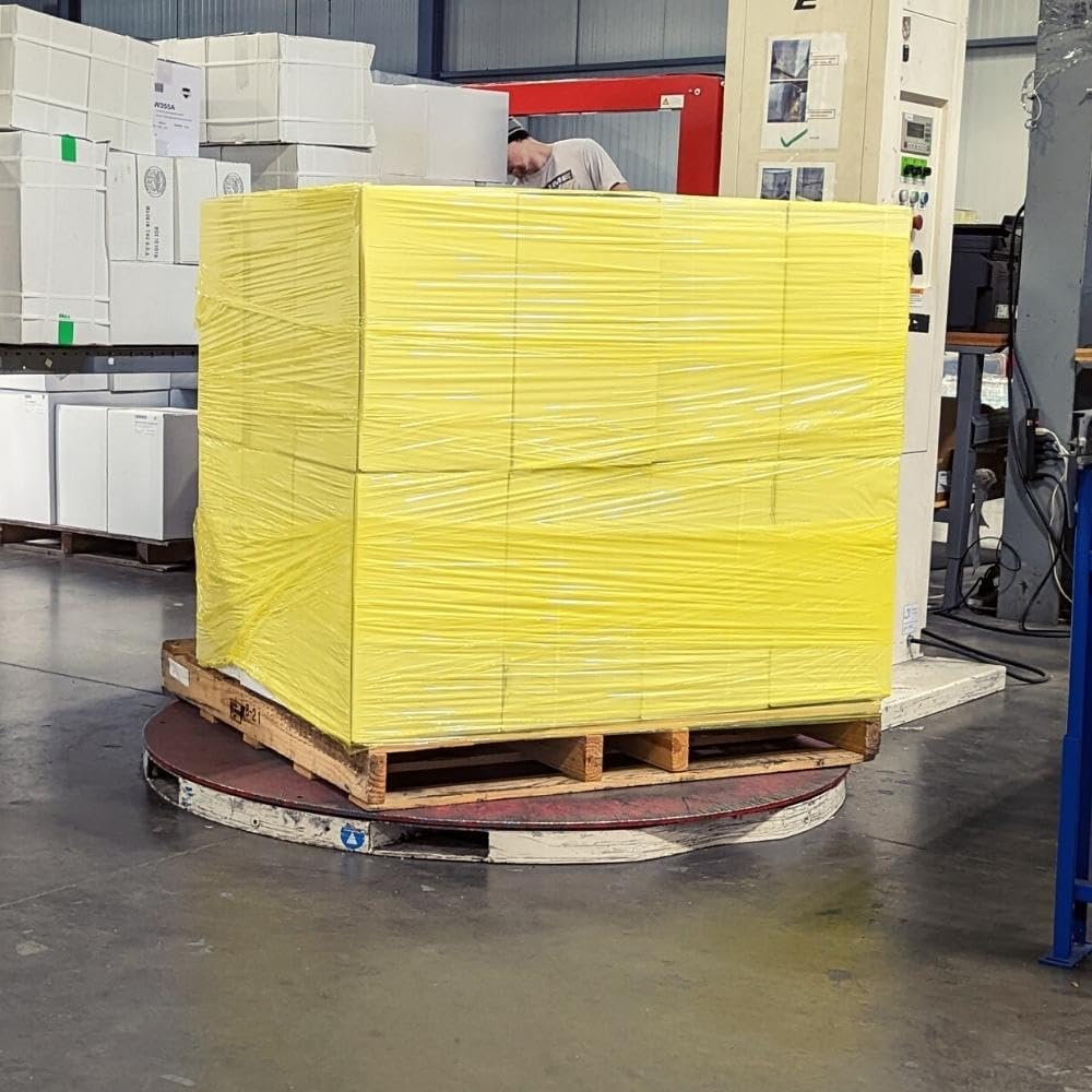 PSBM Yellow Stretch Wrap, 15 Inch x 1476 Feet, 4 Pack, Tinted Pre-Stretched Shrink Wrap Film for Moving, Packaging, Pallet Wrapping