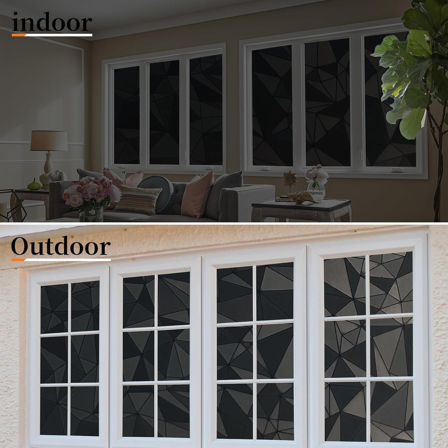 Niviy Blackout Window Privacy Film with Installation Tools Static Cling 100% Light Blocking Room Darkening, Heat Control Removable Window Tint for Home, Black Out Window Cover 11.8" by 78.7"