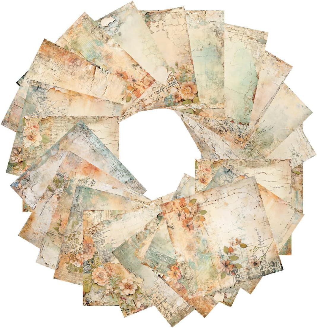 24 Sheets Decorative Scrapbooking Paper Pad 6x6 Craft Paper Single-Side Card Making Supplies for Junk Journal, Origami, Holiday Journaling