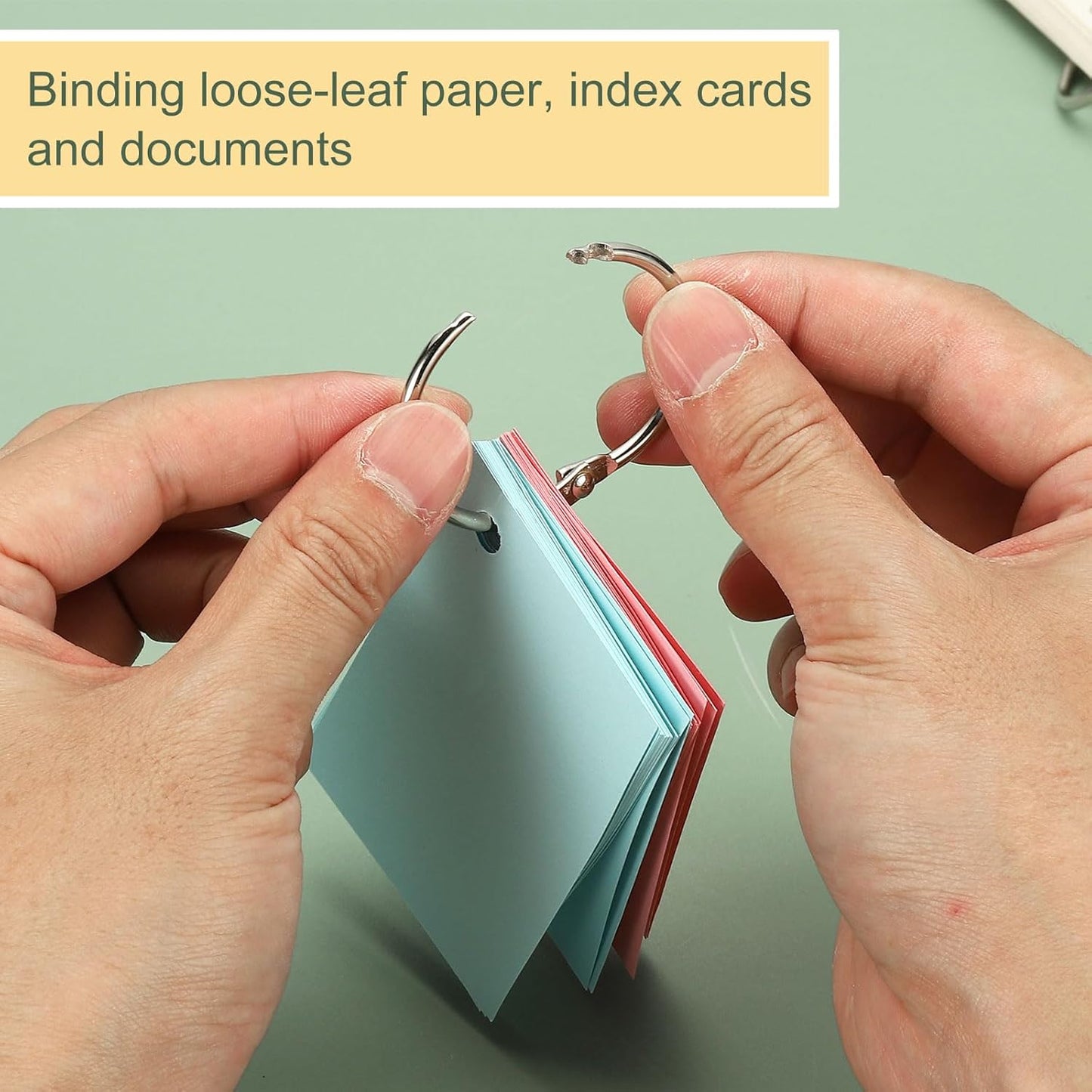 PATIKIL 1.3" x 1.5" Loose Leaf Binder Rings, 30 Pcs Metal Book Rings Nickel Keychain Ring for Paper Index Cards Flash Card Notebook Rings Office Home Book Binder, Silver Tone