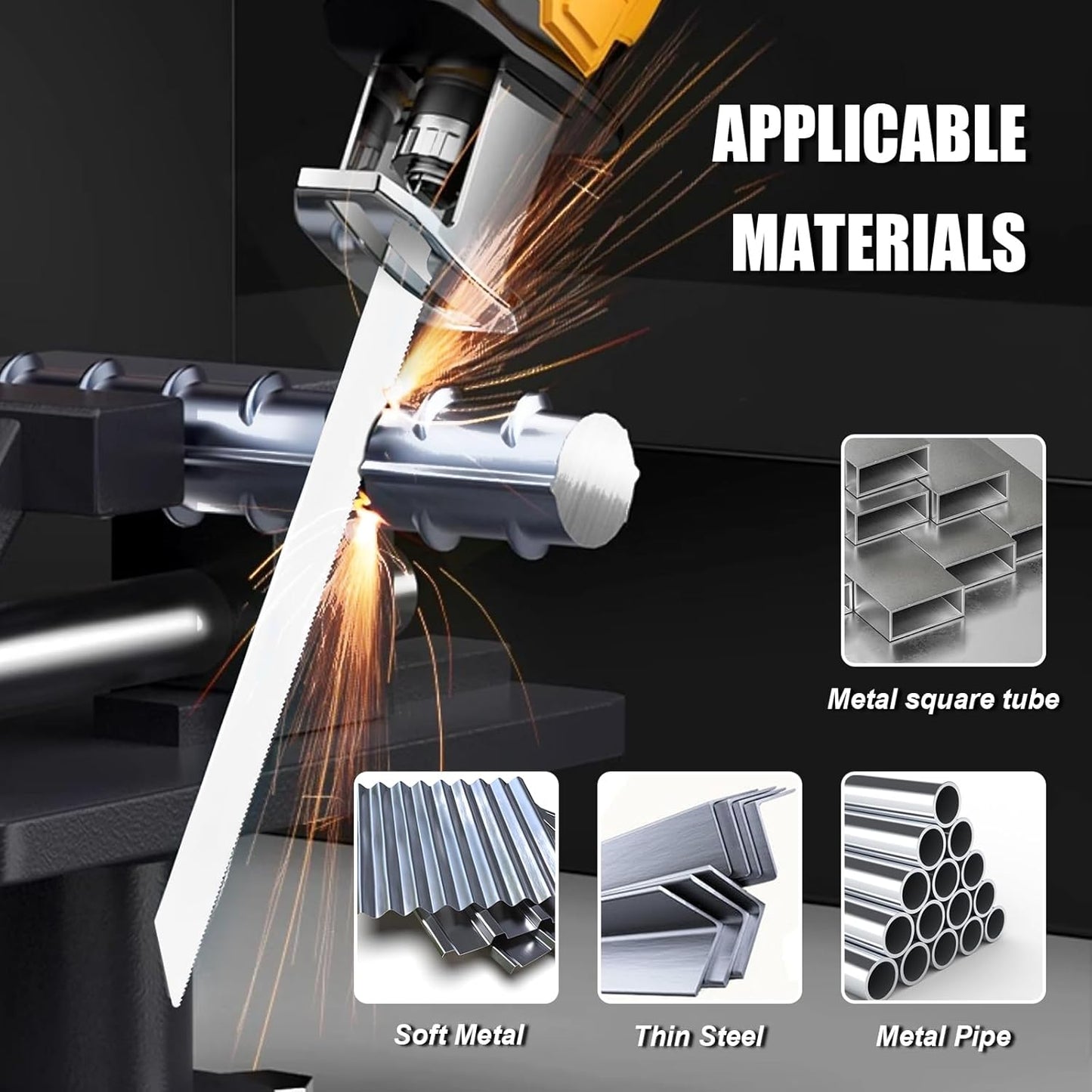 25 Pack 9 inch Reciprocating Saw Blades Set,18 TPI High Carbon Saw Blades, Metal Saw Blades with Organizer Case (25, 18TPI/225mm)