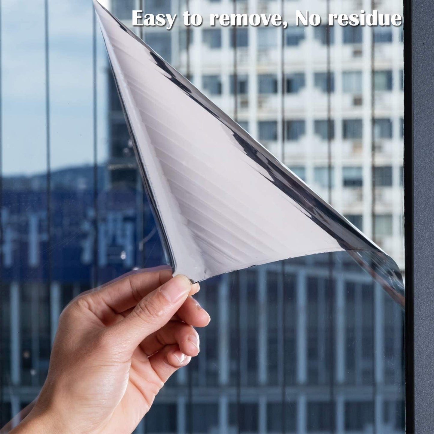 Niviy One Way Window Film Daytime Privacy Mirror Effect Reflective Window Tint for Home Self Adhesive UV Sun Blocking Heat Control Glass Door Films 35.4 x 157.4 inches Silver