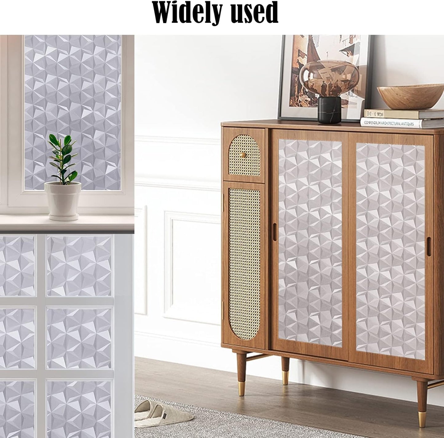 Niviy 3D No Glue Static Cling Window Films Privacy Cut Glass Window Sticker for Bathroom Office Kitchen Window Decor 23.6"x 78.7", Frosted