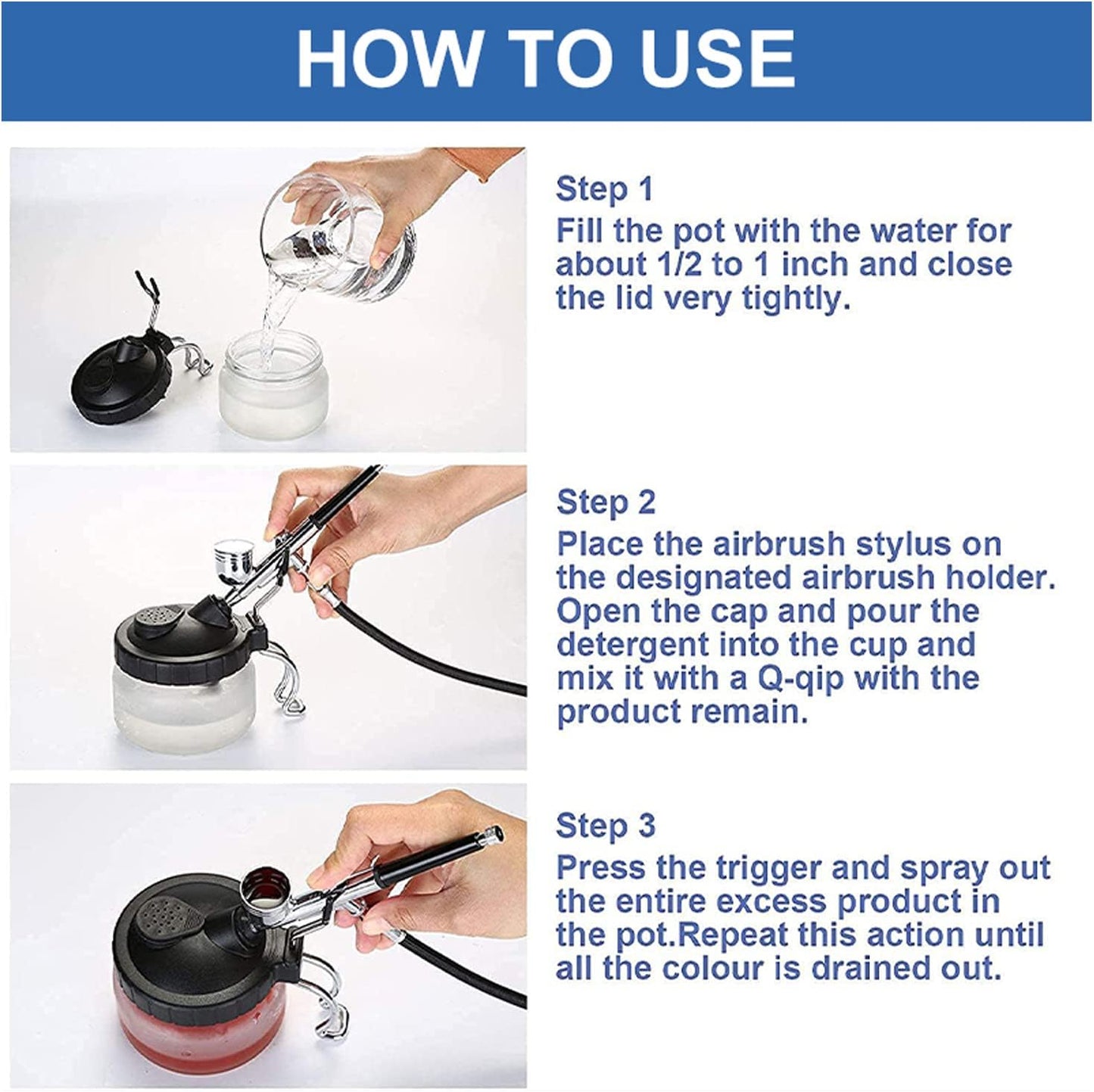 JOYABEST Multi-Purpose AirbrushCleaning Pot Airbrush Washing Tool, Spray Gun CleanerAir BrushGlassJar with Holder Station