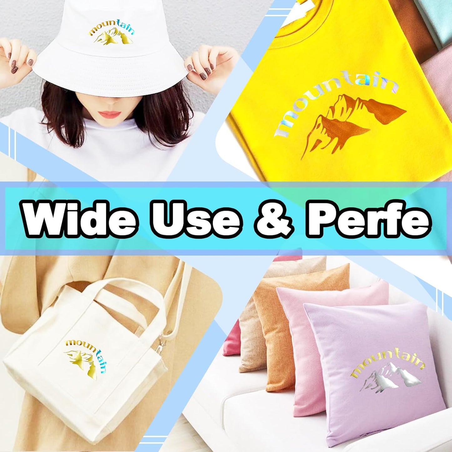 Sheet Metallic Foil Heat Transfer Vinyl 12Inch*6Ft Bundle Chrome HTV Pack inVibrant Colors for Stunning T-Shirt Designs! Perfect for DIY Heat Transfer Vinyl 12Inch*6Ft