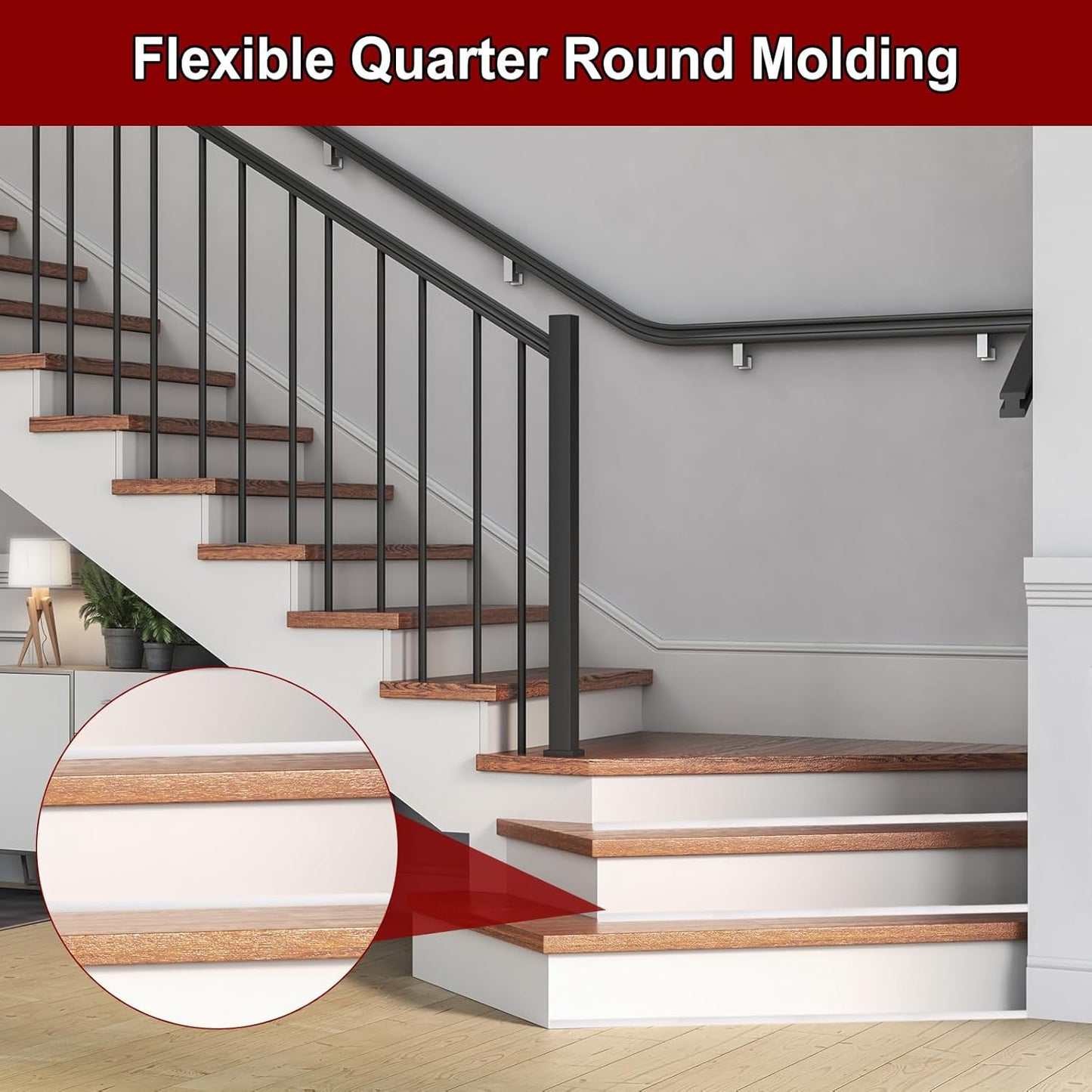 uxcell 157 Inch Flexible Quarter Round Molding Silicone Peel and Stick Trim Self Adhesive Shower Water Barrier for Corner Decor Bathroom Kitchen, White