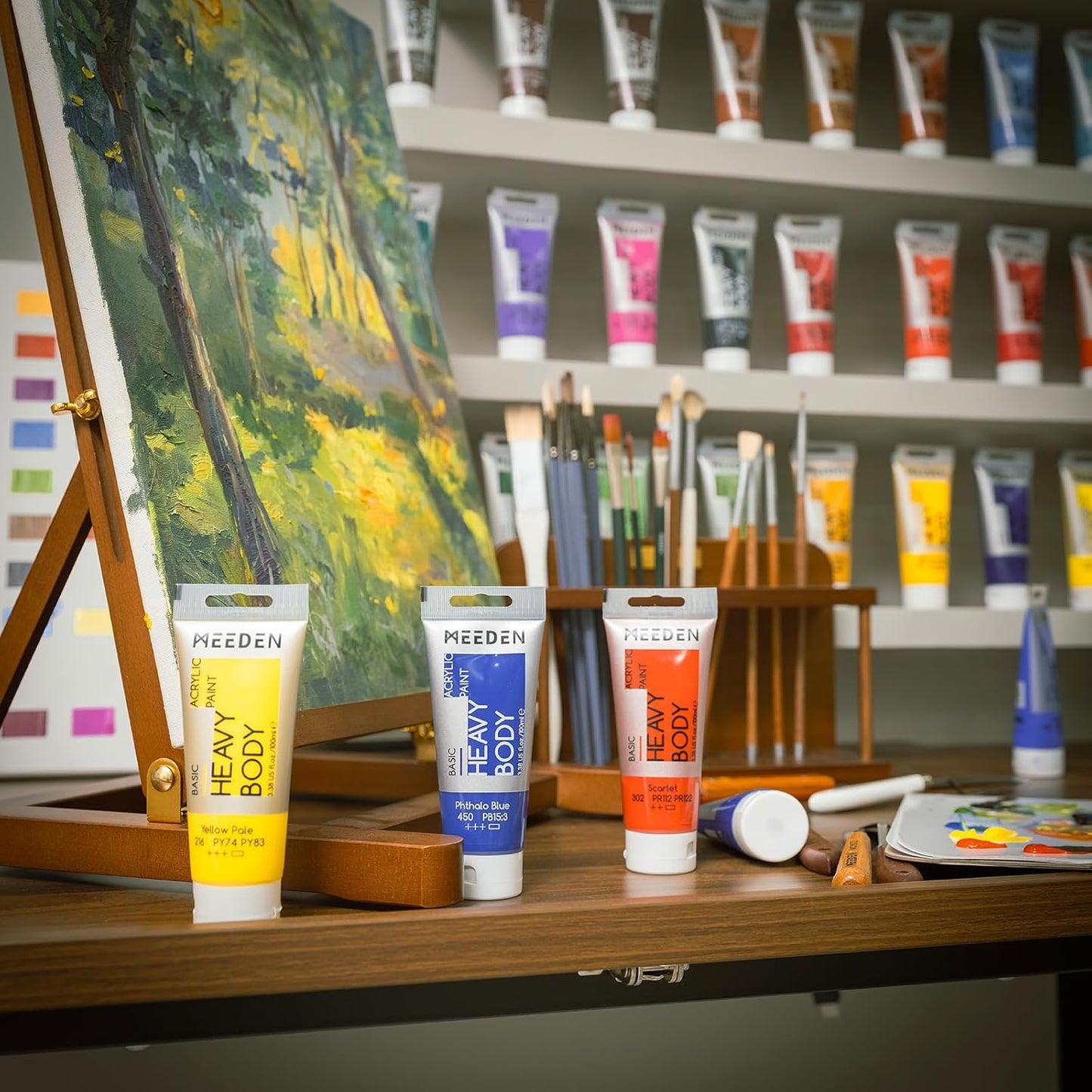 MEEDEN Acrylic Paint Crimson: 100ml/3.38oz Heavy Body Acrylic Paint Tube Bundled with Additional Titanium White Color for Art Craft Painting