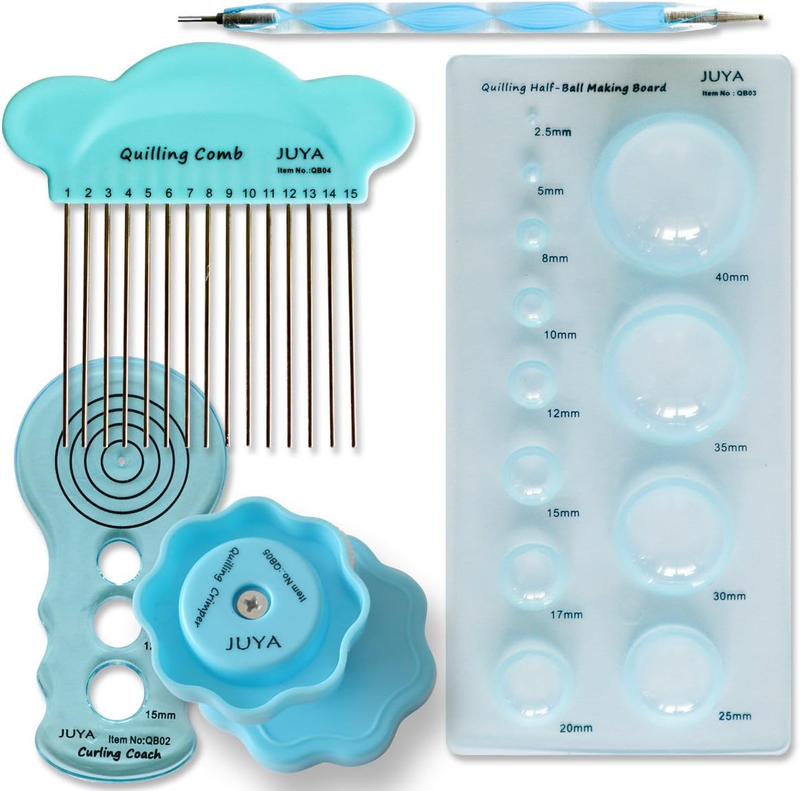 JUYA Paper Quilling Kit with Blue Tools 960 Strips Board Mould Crimper Coach Comb (Paper Width 3mm)