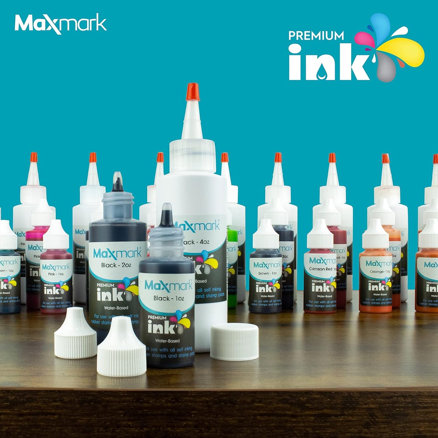 MaxMark Premium Refill Ink for self Inking Stamps and Stamp Pads, Green Color - 2 oz.