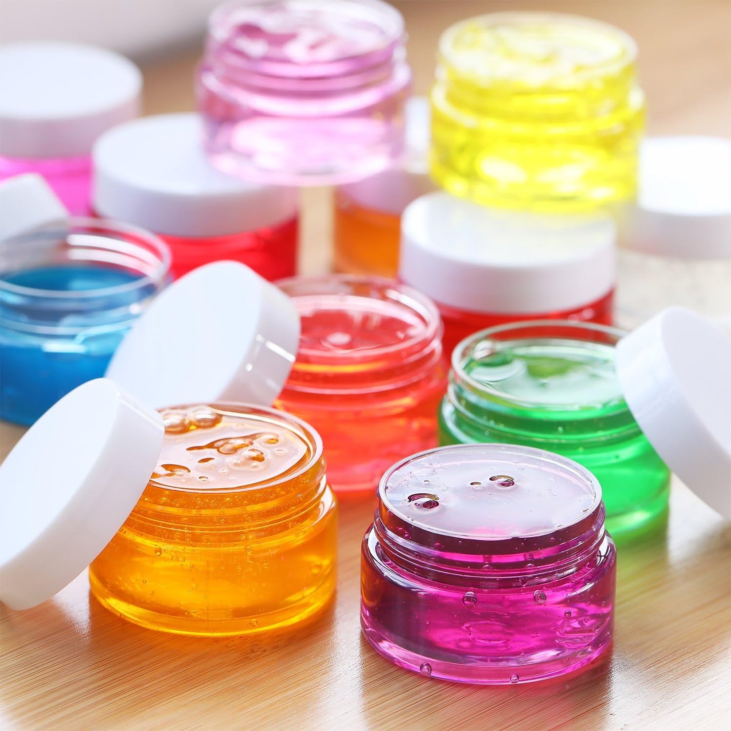 Chuangchou Empty Clear Plastic Storage Favor Jars Wide-mouth Plastic Containers with White Lids (12 Pack) for Beauty Products, DIY Making or Others (8 oz)