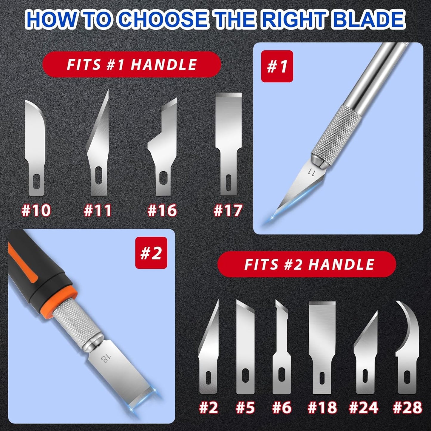 DIYSELF 150 PCS Hobby Knife Replacement Blades, 24 Sharp Exacto Knife Blades, Hobby Knife Blade Refills with Storage Case, High Carbon Steel Exacto Blades for Craft, Scrapbooking, Stencil (#28)