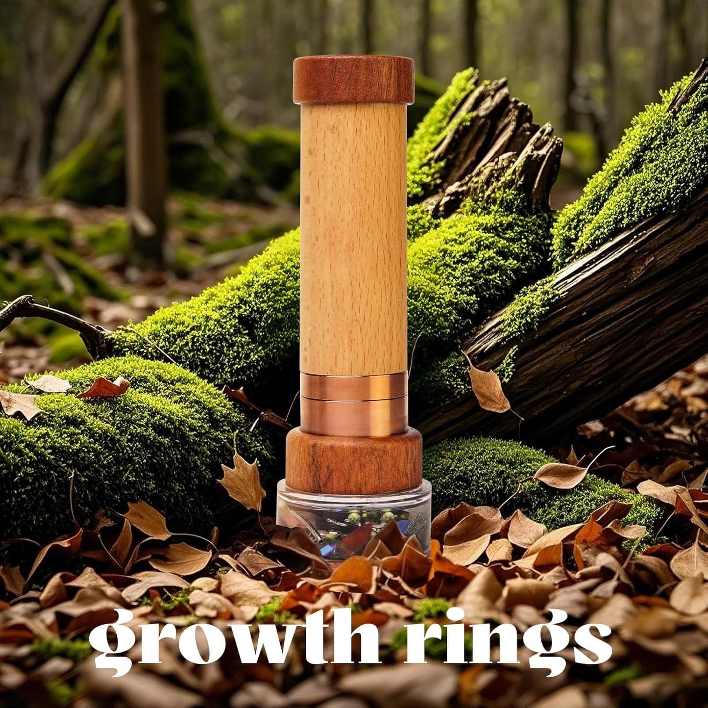 Growth Rings Wooden Kaleidoscope Tunnel Screen Effect,6.5" Handmade Brass Rotatable Oil-Filled Core Box Nature Kaleidoscope Kit,Vintage Gift Box,Anniversary Birthday Gift for Man Woman