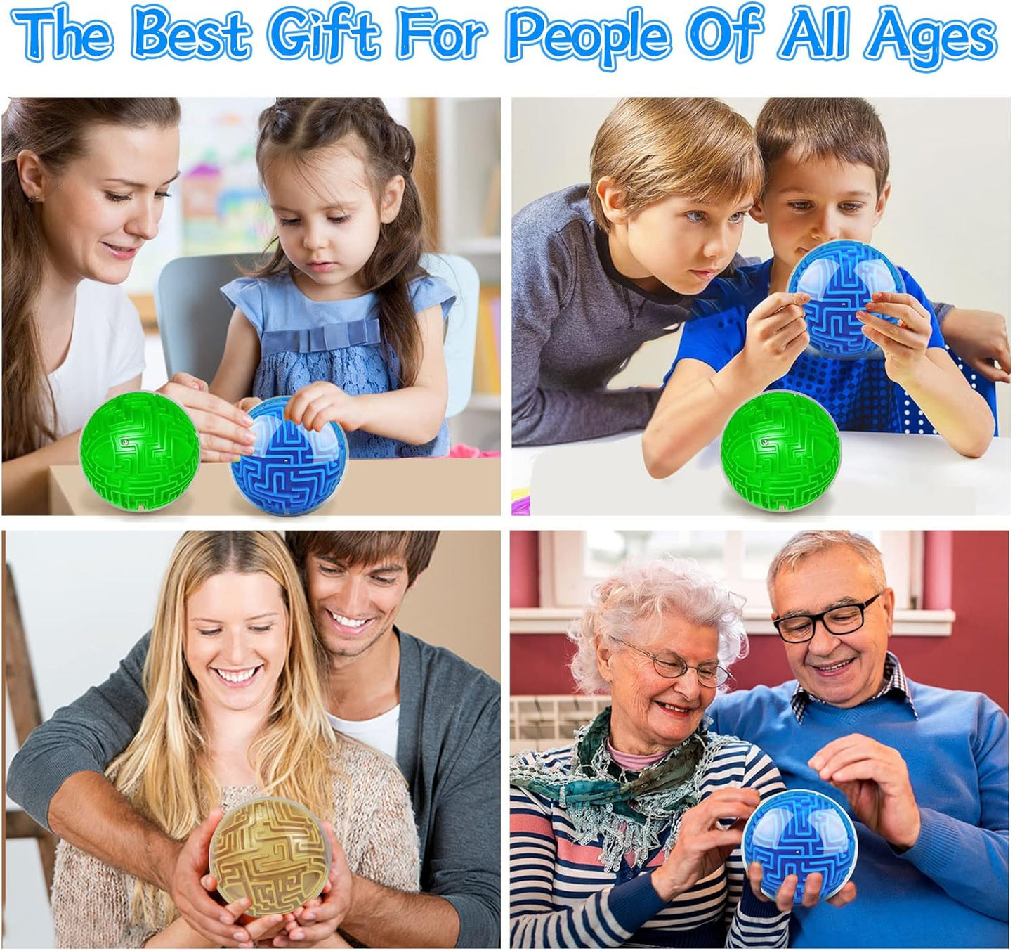 3D Puzzle Ball Maze Brain Teasers Games Puzzle Toy Gravity Memory Cube Educational Toys Gifts for Students Teens Adults,Blue and Green