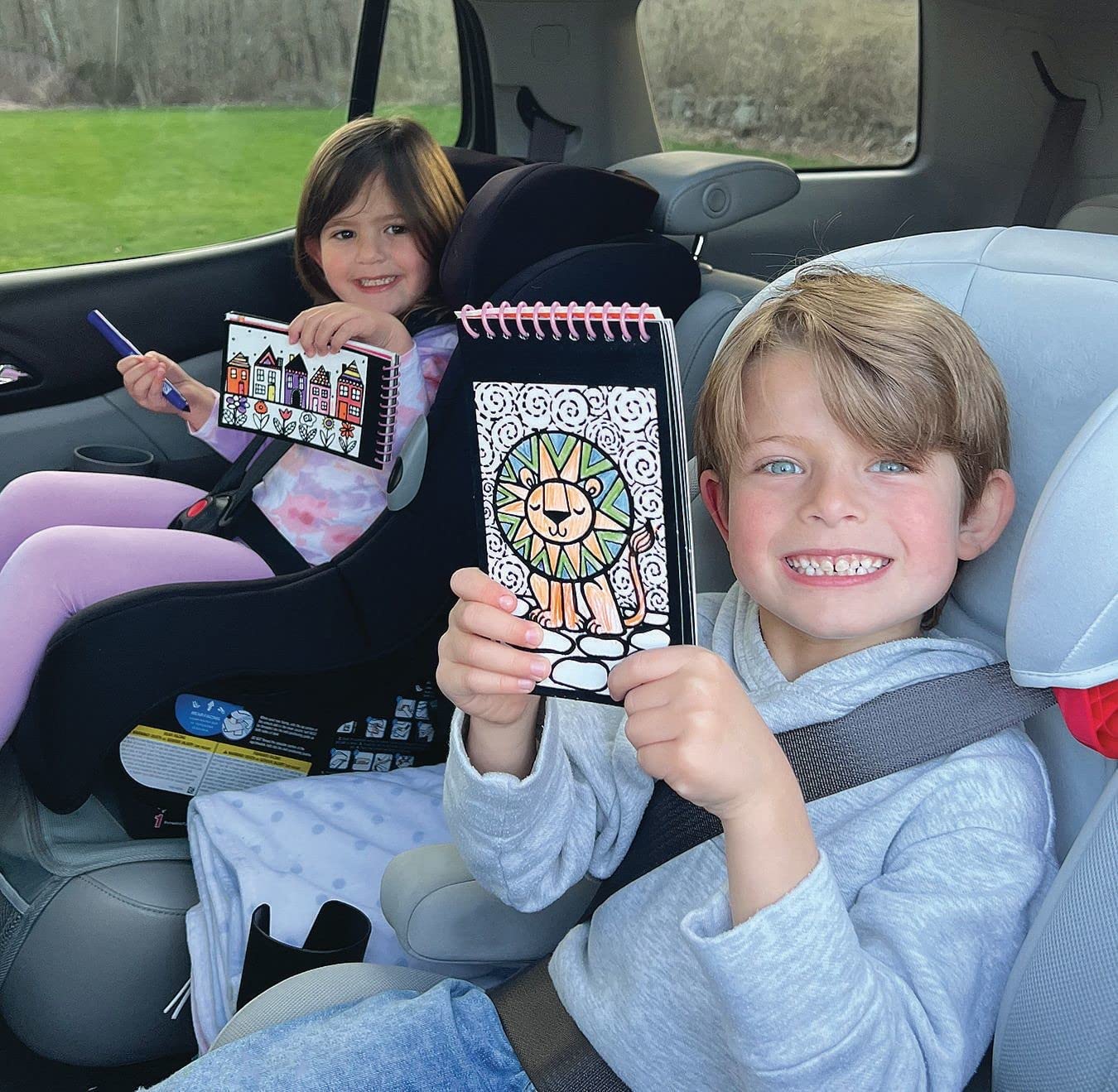 S&S Worldwide Velvet Art To Go! 2 Spiral Bound Coloring Books w/Perforated Cardstock Pages, Fuzzy, Felt, Great for Travel: Planes, Cars, Backpacks, 20 Different Projects Total, Kids & Adults, 4"x6".