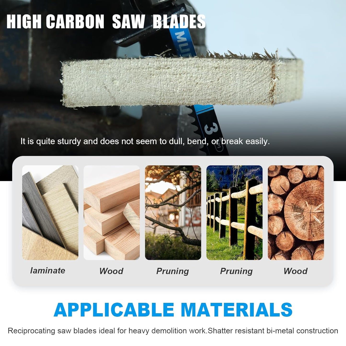 1 Pack 12 inch Reciprocating Saw Blades Set,3 TPI High Carbon Saw Blades for Wood Cutting,Saw Blades with Organizer Case (1, 3T/12inch)