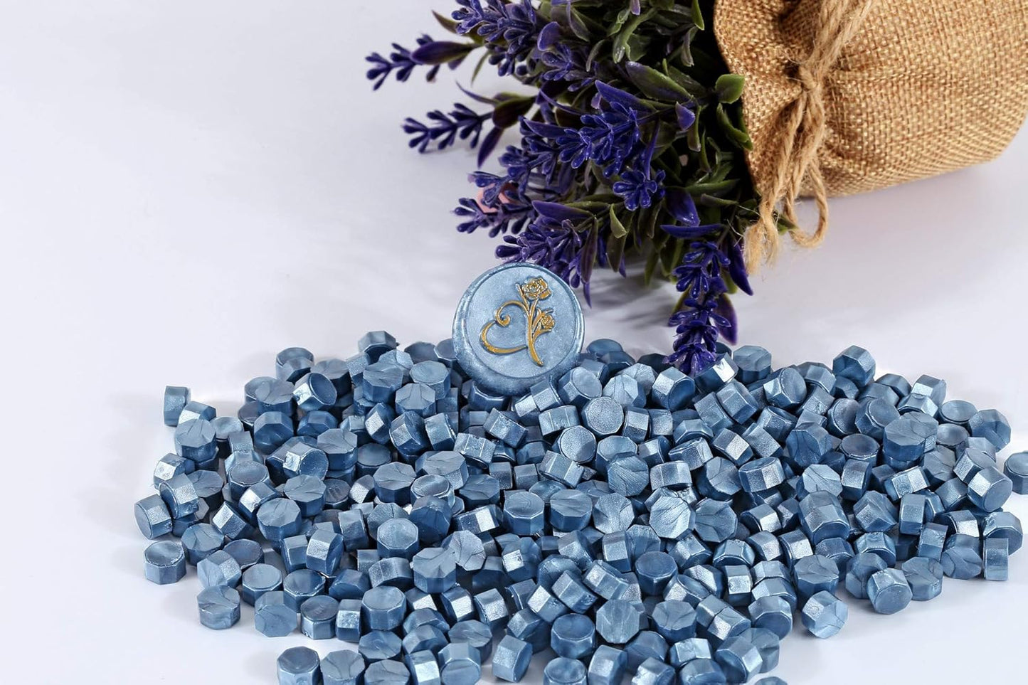 Yoption 360 Pcs Blue Sealing Wax Beads Set for Wax Seal Stamp with Candles and Melting Spoon
