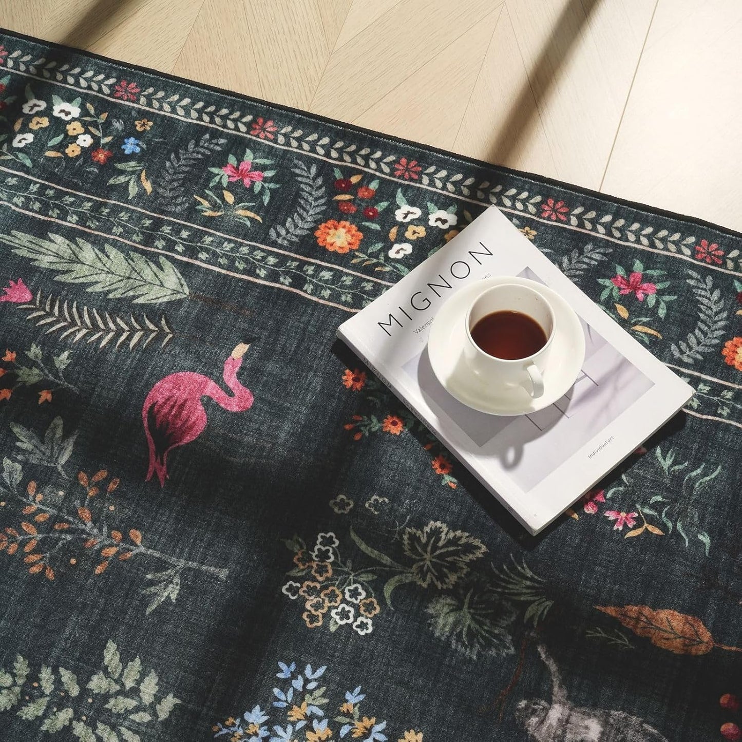 Rugcomf Runner Rug for Kitchen Rug Non Slip 2'x6' Washable Rugs with Rubber Backing Soft Floral Animal Carpet Runner for Kitchen, Laundry, Bedroom, Bathroom (Green)