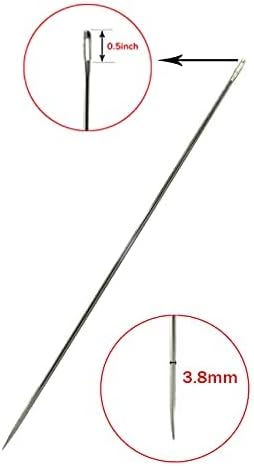 4“ Upholstery Large Eye Long Needle Apply to Home or Work Hand Sewing Tapestry Embroidery (4 inchX2 + Leather)
