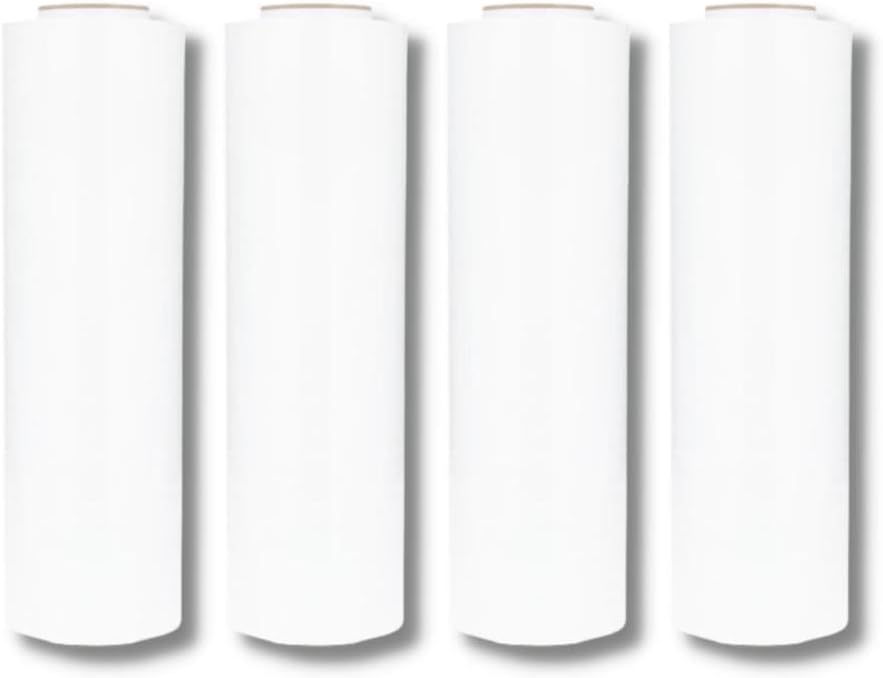 PSBM White Stretch Wrap, 15 Inch x 1476 Feet, 8 Pack, Tinted Pre-Stretched Shrink Wrap Film for Moving, Packaging, Pallet Wrapping