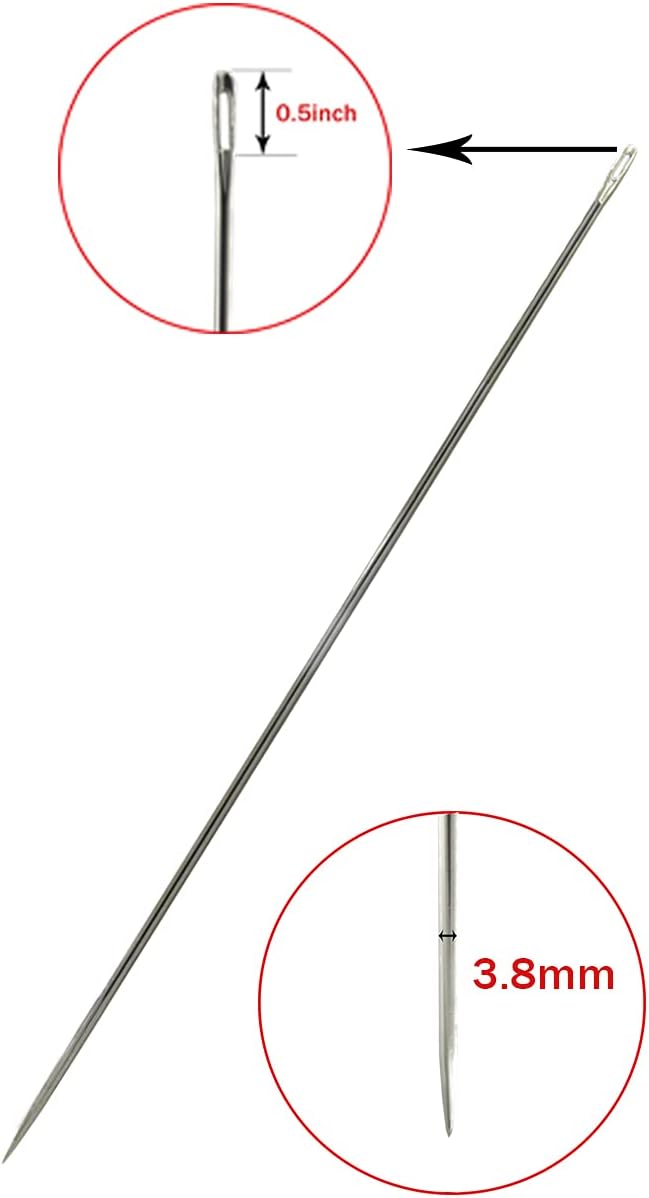 4" Upholstery Large Eye Long Needle 2 PCS Apply to Home or Work Hand Sewing Tapestry Embroidery. (4 INCH)