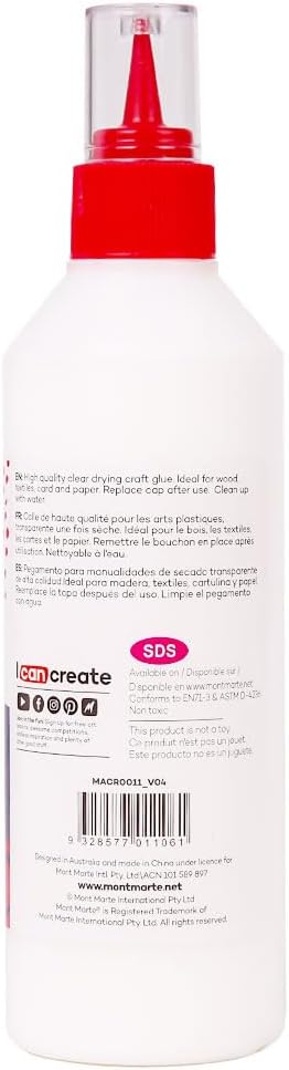 Mont Marte PVA Glue Craft Glue, Fine Tip 250g-3 Pack