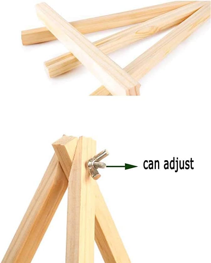 9.4" Tall Natural Pine Wood Tripod Easel Photo Painting Display Portable Tripod Holder Stand& Adjustable Wooden Tripod Tabletop Holder Stand for Canvas