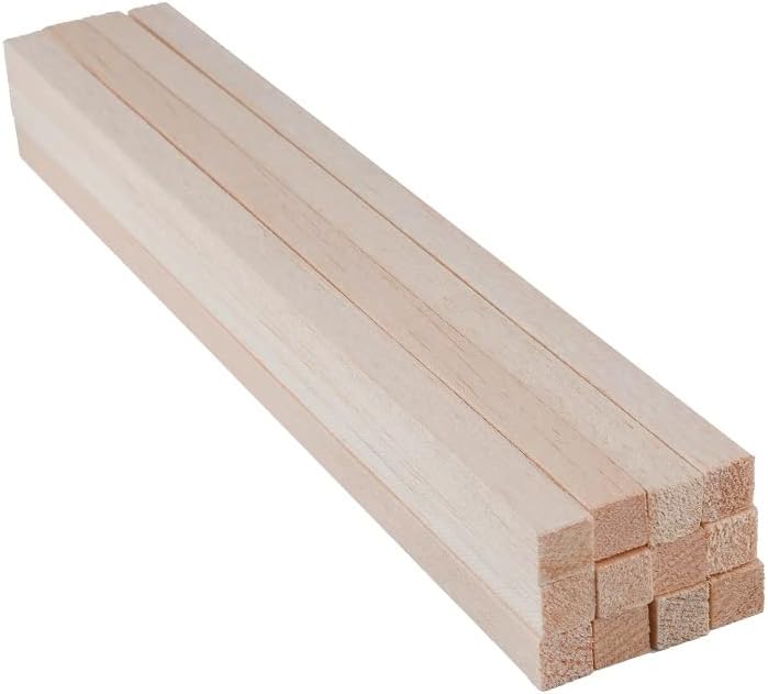 12 Pack Square Wood Dowel Rods 1/2x1/2x12 Inch Balsa Wood Sticks Natural Wood Color Unfinished Wood for Cricut Maker Make Models of House Airplane Ship Boat DIY Wooden(13x13x305mm)