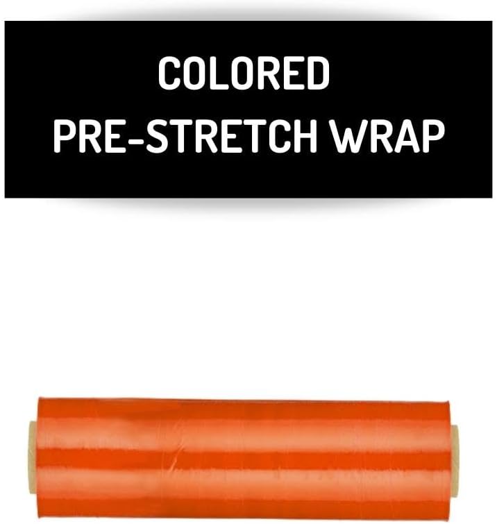PSBM Orange Stretch Wrap, 15 Inch x 1476 Feet, 8 Pack, Tinted Pre-Stretched Shrink Wrap Film for Moving, Packaging, Pallet Wrapping