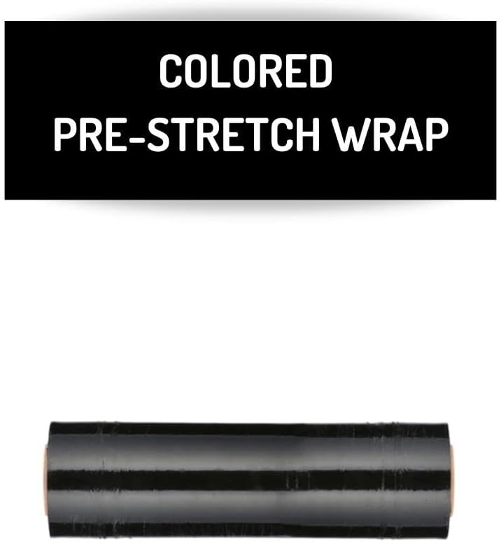 PSBM Black Stretch Wrap, 15 Inch x 1476 Feet, 8 Pack, Tinted Pre-Stretched Shrink Wrap Film for Moving, Packaging, Pallet Wrapping