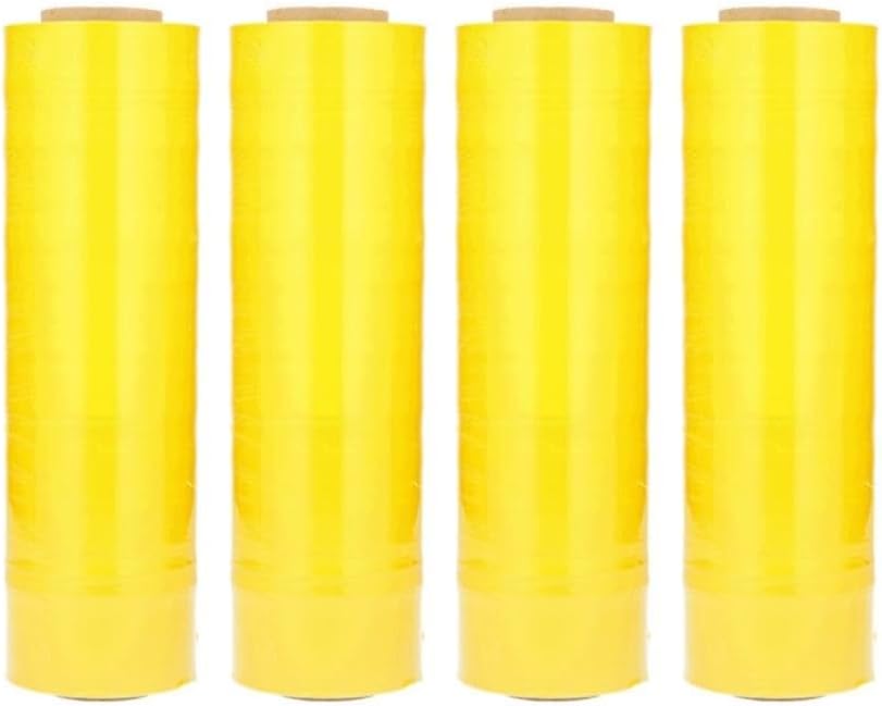 PSBM Yellow Stretch Wrap, 15 Inch x 1476 Feet, 144 Pack, Tinted Pre-Stretched Shrink Wrap Film for Moving, Packaging, Pallet Wrapping