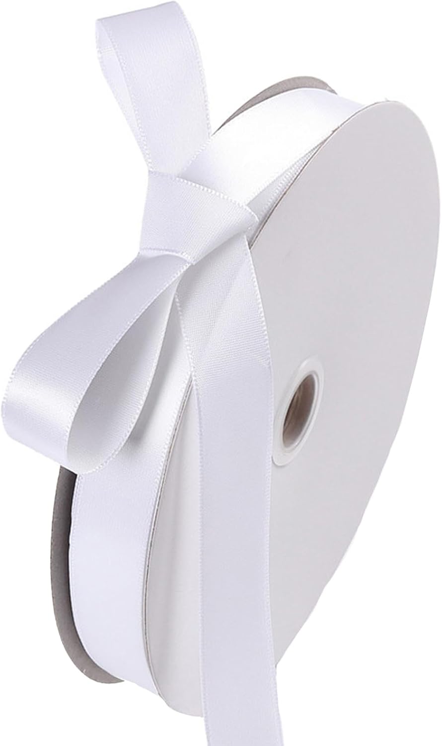5/8" x 100 Yards White Polyester Satin Ribbon Single Faced Bulk Fabric Ribbons for Gift Wrapping, Crafting, Bows Making, Sewing, Wedding, Home Decor