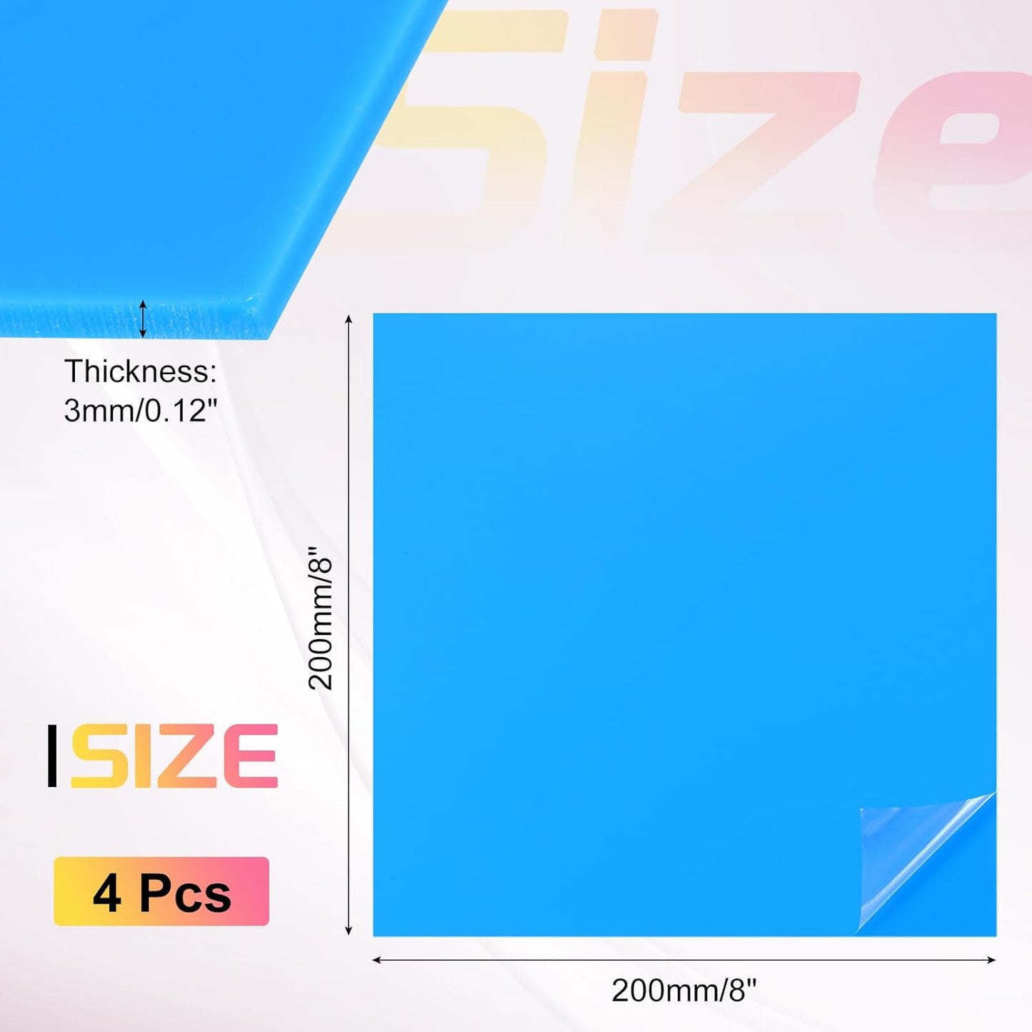 uxcell 4Pcs Acrylic Sheets 8x8 Inch Acrylic Panel 1/8 Inch-3mm Plastic Board for Picture Frames Sign Holders DIY Display Projects Craft, Blue