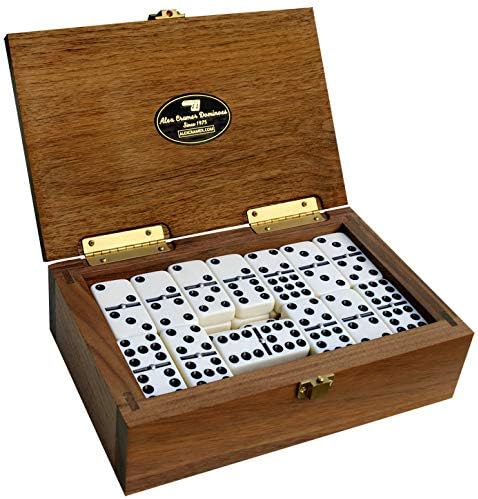 Alex Cramer Double 9 Dominoes Set for Adults with Spinners. Domino Set in Black Walnut Case. Holds 55-Piece Set of Dominoes (Dominos Set)
