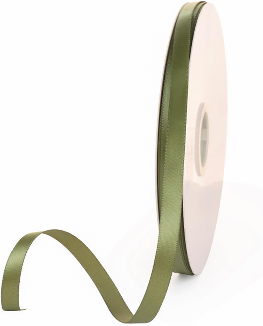 3/8" x 100 Yards Olive Green Polyester Satin Ribbon Single Faced Bulk Fabric Ribbons for Gift Wrapping, Crafting and DIY Projects, Scrapbooking, Bows and Card Making