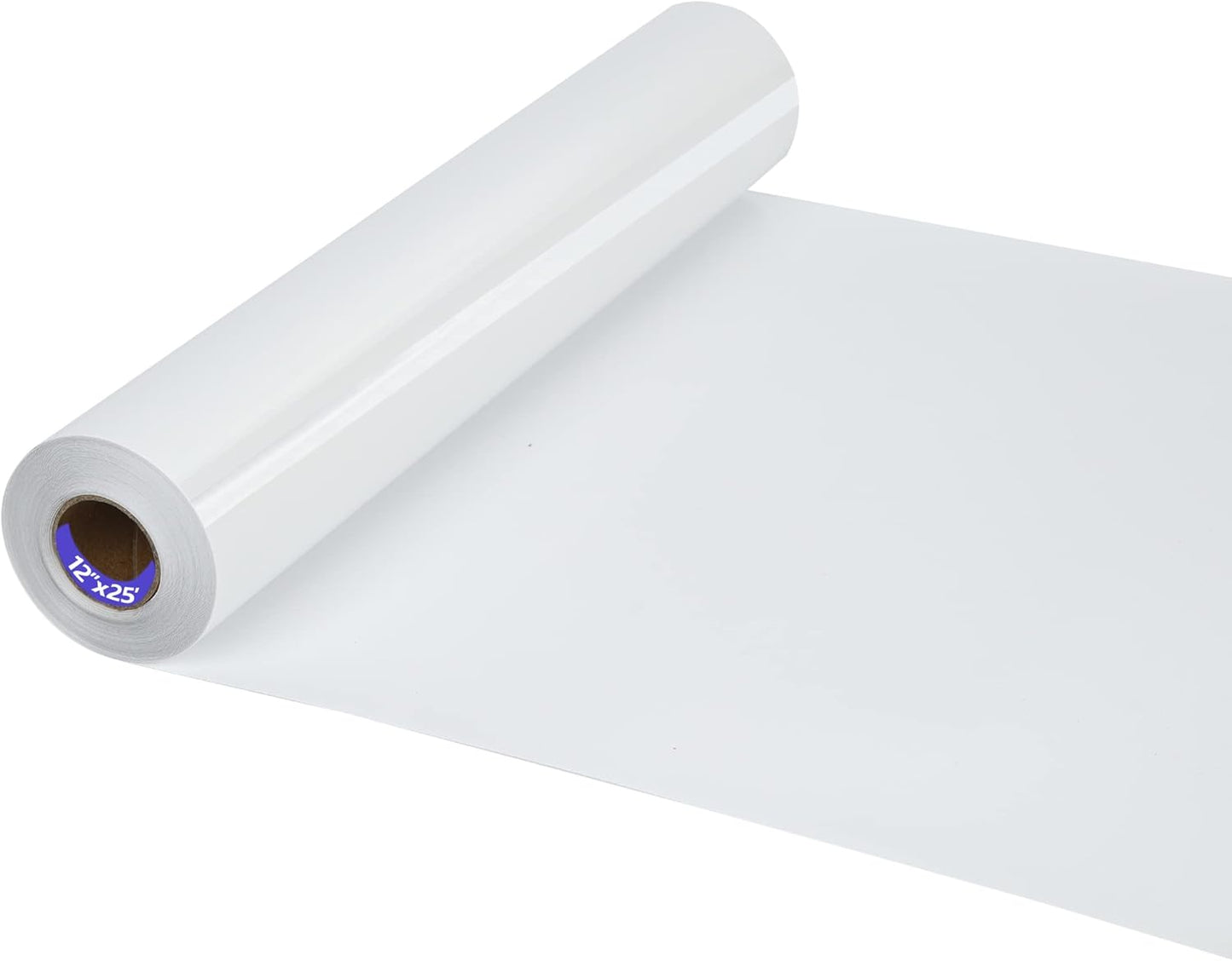 HTV Iron on Vinyl 12Inch by 25ft Roll Heat Transfer Vinyl for T-Shirt HTV Vinyl Rolls for All Cutter Machine - Easy to Cut & Weed for Heat Transfer Design (25ft, White)
