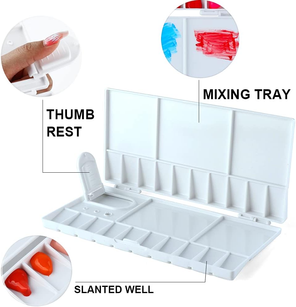 Transon 25wells Compact Paint Palette Box with Lid for Paint Color Mixing