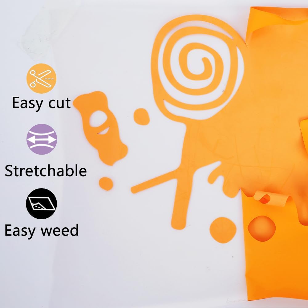 guangyintong Heat Transfer Vinyl Light Orange HTV Rolls, 12" x 10ft Light Orange Iron on Vinyl for T-shirts, Matte Surface HTV Vinyl for All Cutter Machine Easy to Cut & Weed for Heat Vinyl DIY Design