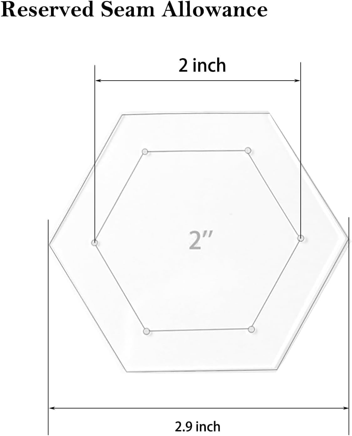 4 Pieces Hexagon Quilting Template with 1/4 Inch Seam Allowance, Hexagon Acrylic Quilting Rulers and Templates for Sewing DIY Manual Crafts Including 1 Inch, 2 Inch, 3 Inch, 5 Inch