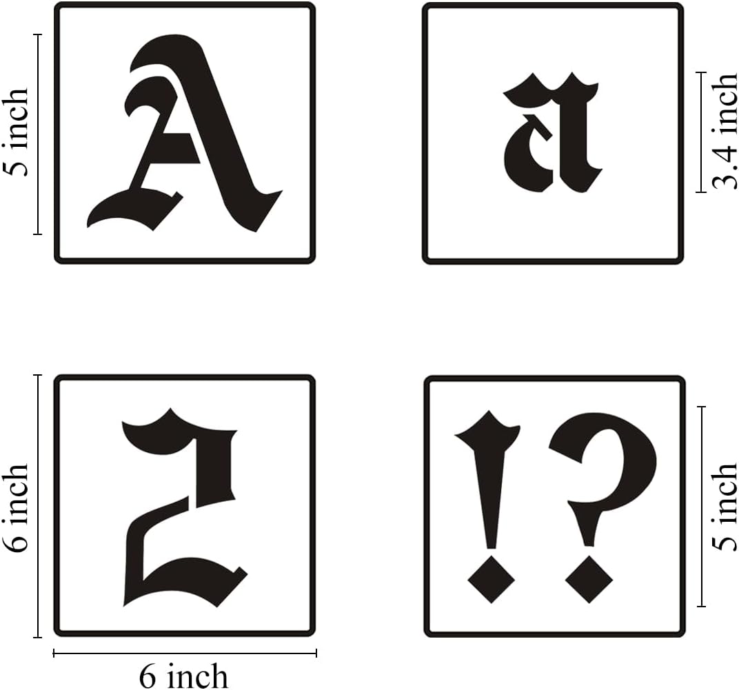 5 Inch Alphabet Letter Stencils for Painting - 70 Pack Old English Letter Stencil Templates with Numbers and Signs for Painting on Wood, Reusable Letters Stencils for Chalkboard Wood Signs & Wall Art