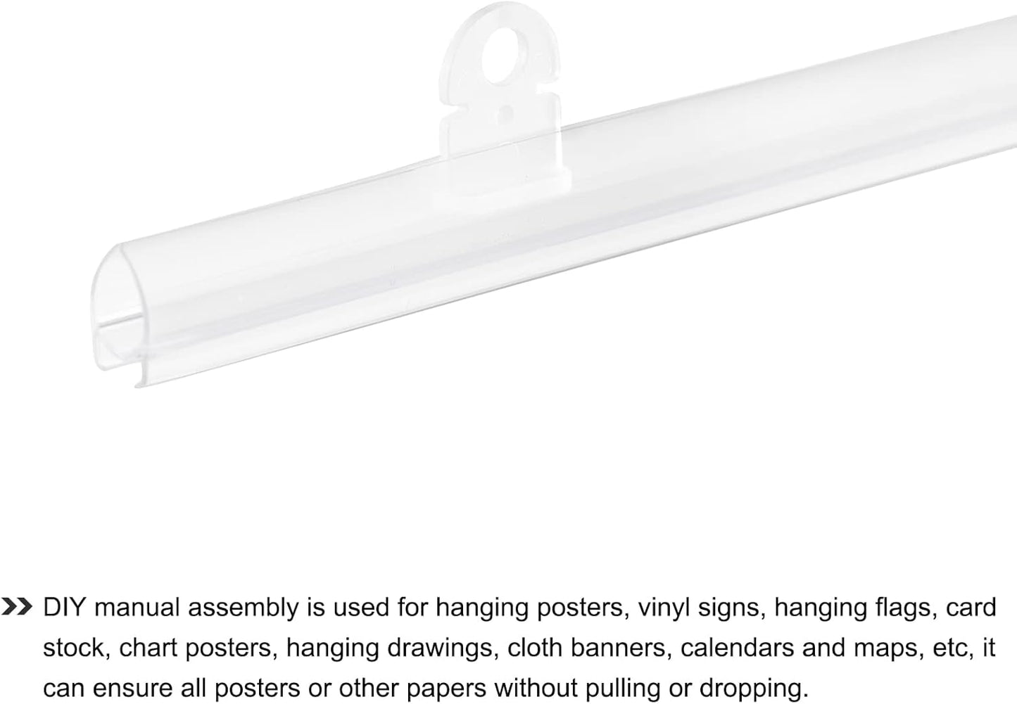 MECCANIXITY PVC Poster Hanger Rail Poster Strip Bar 110cm/43inch Clear with Clips for Poster, Map, 4 Set