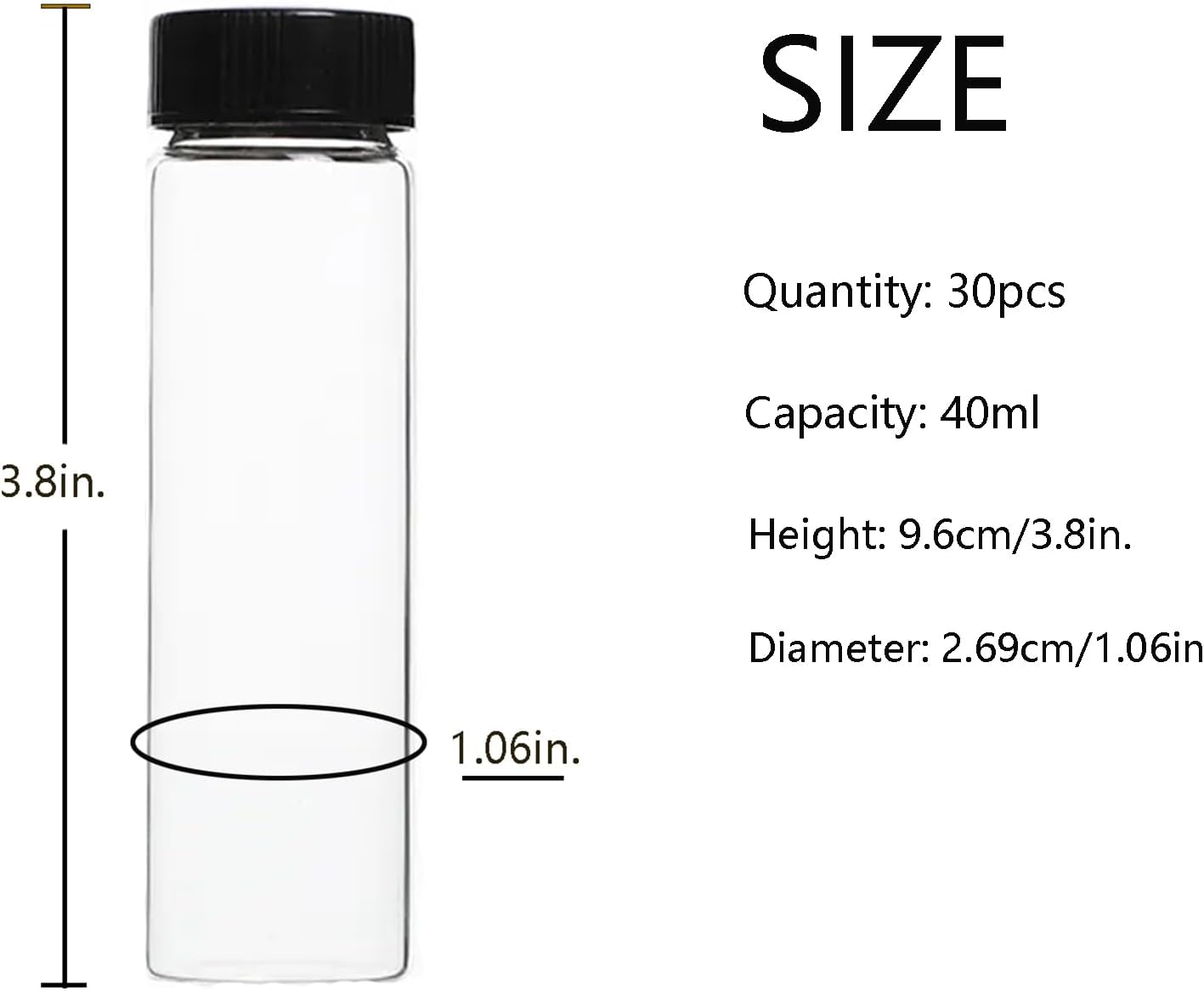 40ml Clear Small Glass Vials 30pcs with Screw Caps(30pcs)